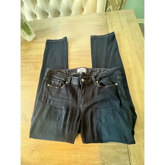 Paige Women's Skyline Skinny Jeans Size 32 Dark Wash Blue Denim - Picture 8 of 11